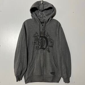 Disneyland Parks Mens Gray Full Zip 60th Anniversary Graphic Hoodie Size Medium